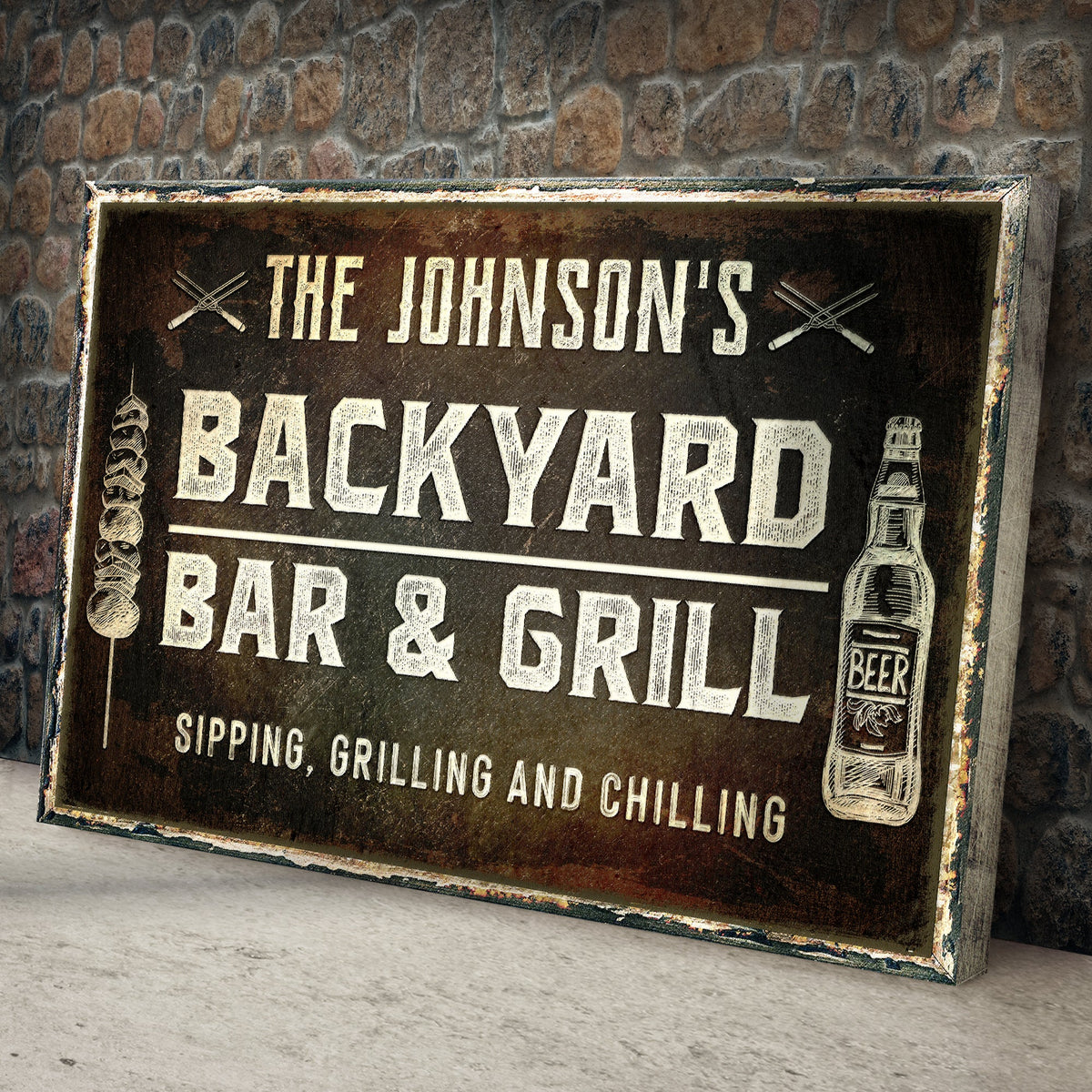Backyard Bar And Grill Sign by Tailored Canvases