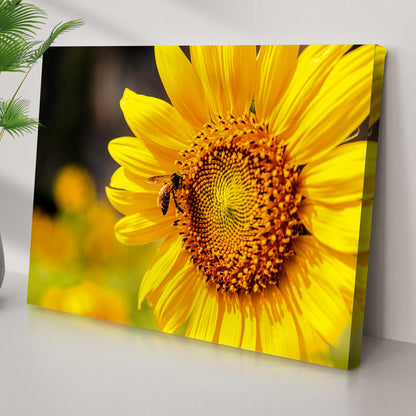 Bee On Sunflower Canvas Wall Art by Tailored Canvases