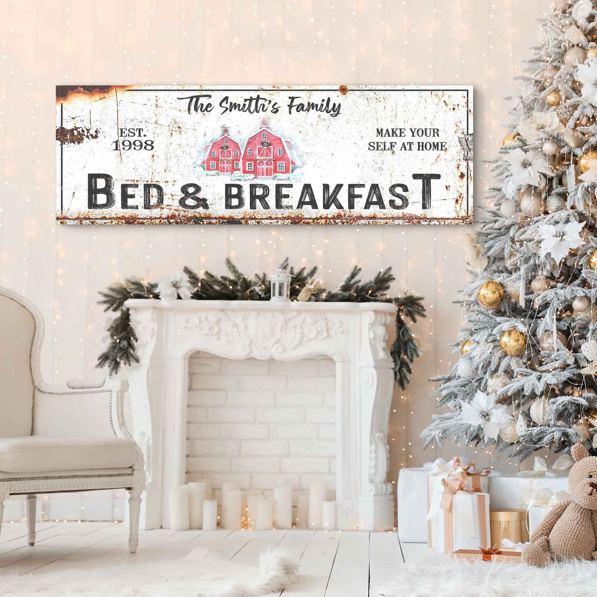 Christmas Bed & Breakfast Sign by Tailored Canvases