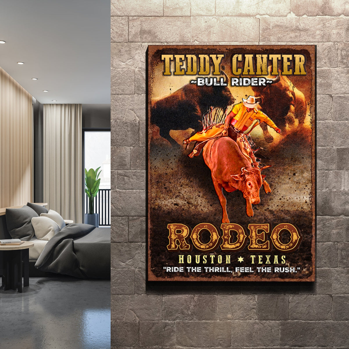 Cowboy Rodeo Bull Rider Sign by Tailored Canvases