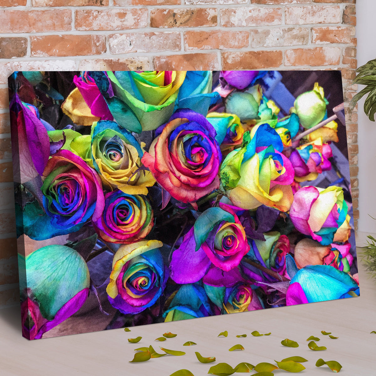 Rainbow Roses Canvas Wall Art by Tailored Canvases