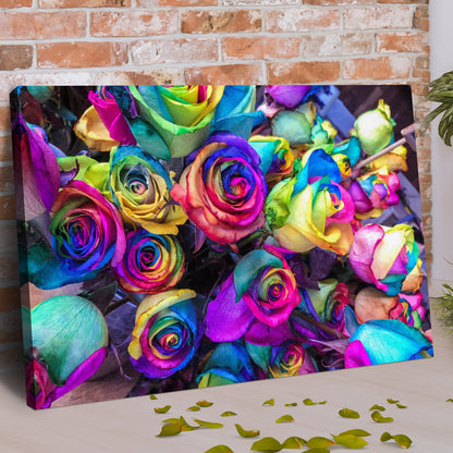 Rainbow Roses Canvas Wall Art by Tailored Canvases