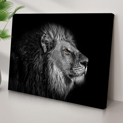 Black And White Lion Head Canvas Wall Art by Tailored Canvases