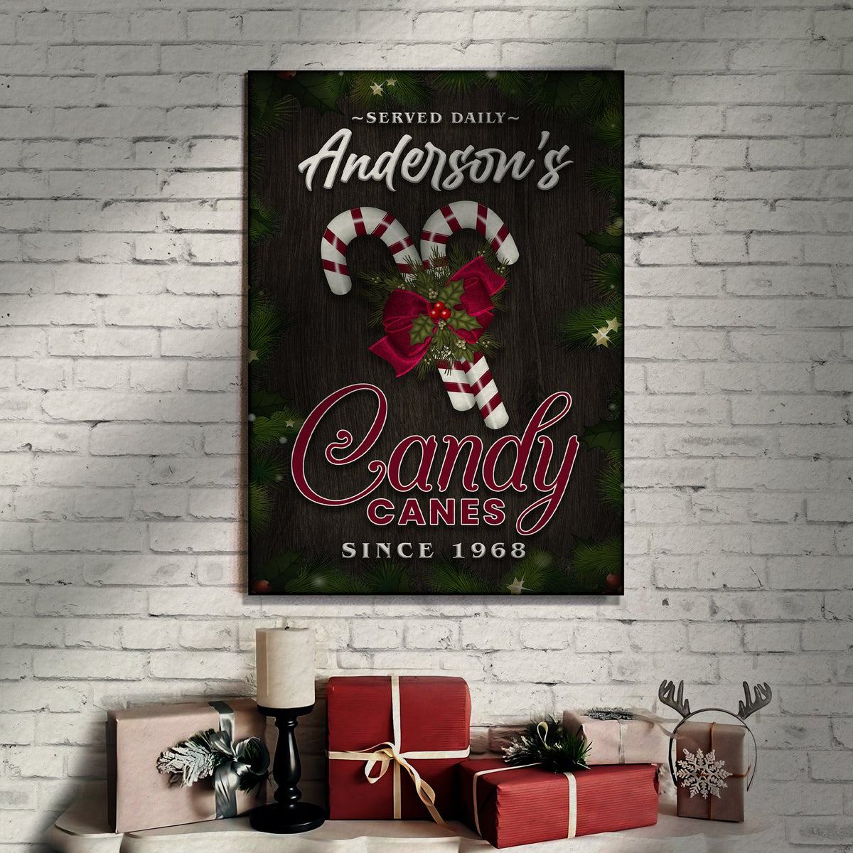 Served Daily Candy Canes Sign by Tailored Canvases