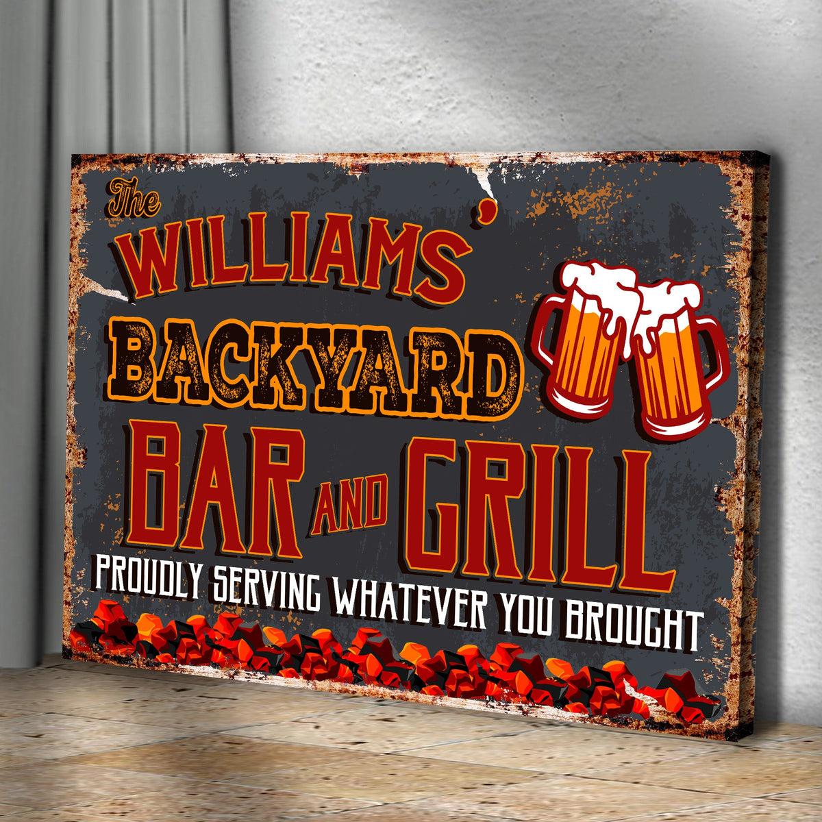 Backyard Bar And Grill Sign VII by Tailored Canvases
