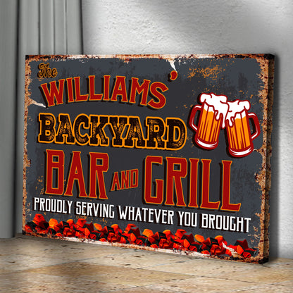 Backyard Bar And Grill Sign VII by Tailored Canvases