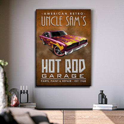 American Retro Garage Hot Rod Sign by Tailored Canvases