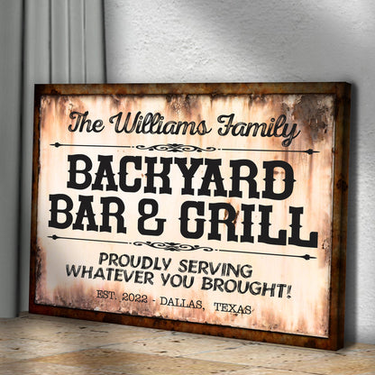 Backyard Bar & Grill Sign X by Tailored Canvases