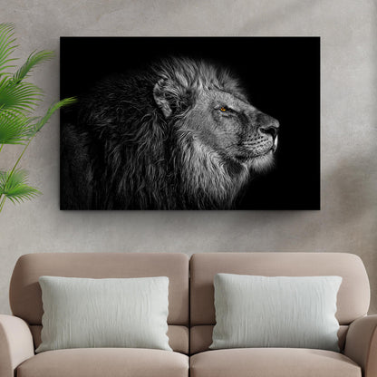 Black And White Lion Head Canvas Wall Art by Tailored Canvases