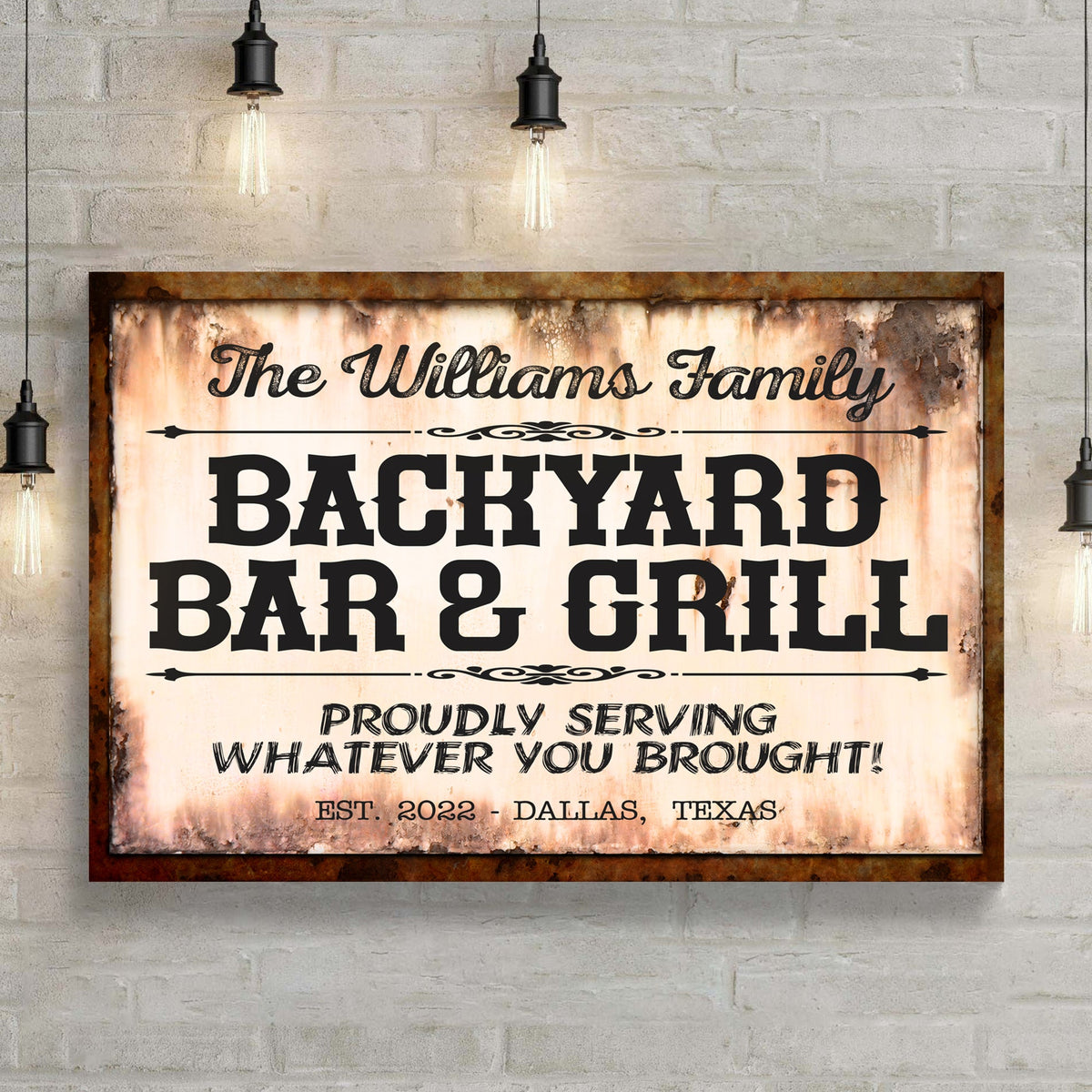 Backyard Bar & Grill Sign X by Tailored Canvases