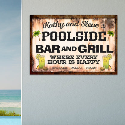 Poolside Bar And Grill Sign III by Tailored Canvases