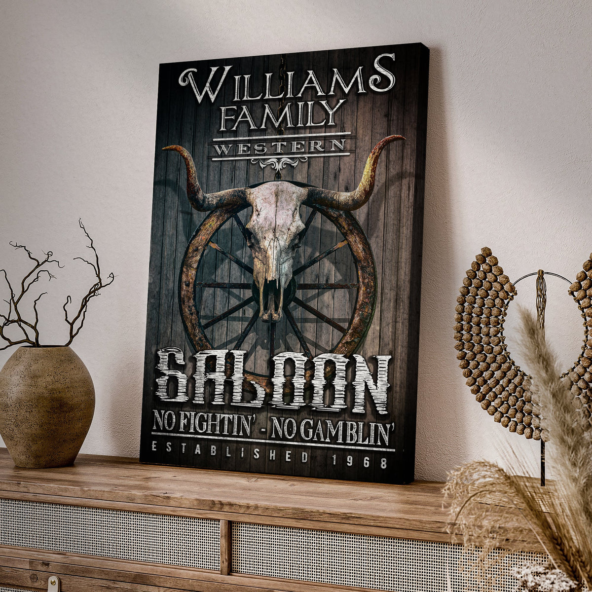 Western Cowboy Saloon Sign by Tailored Canvases