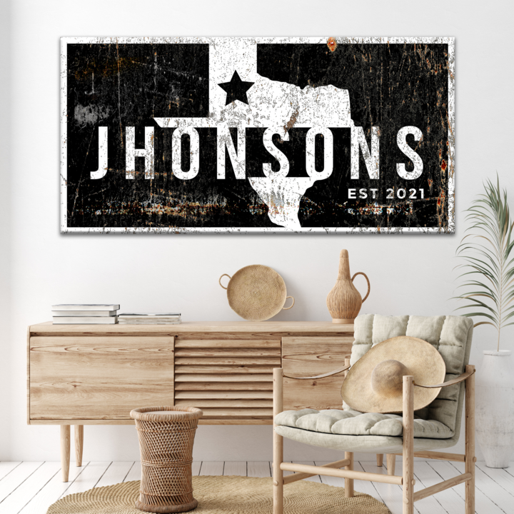 Texas Family Name Sign by Tailored Canvases