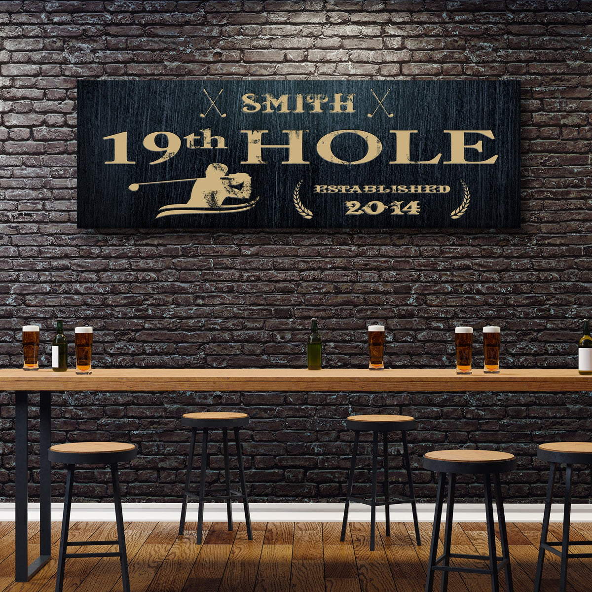 19th Hole rustic vintage canvas sign by Tailored Canvases, view 7