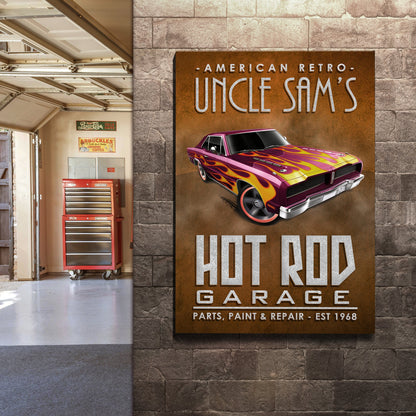 American Retro Garage Hot Rod Sign by Tailored Canvases