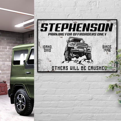 Parking For Offroaders Only Jeep Sign by Tailored Canvases