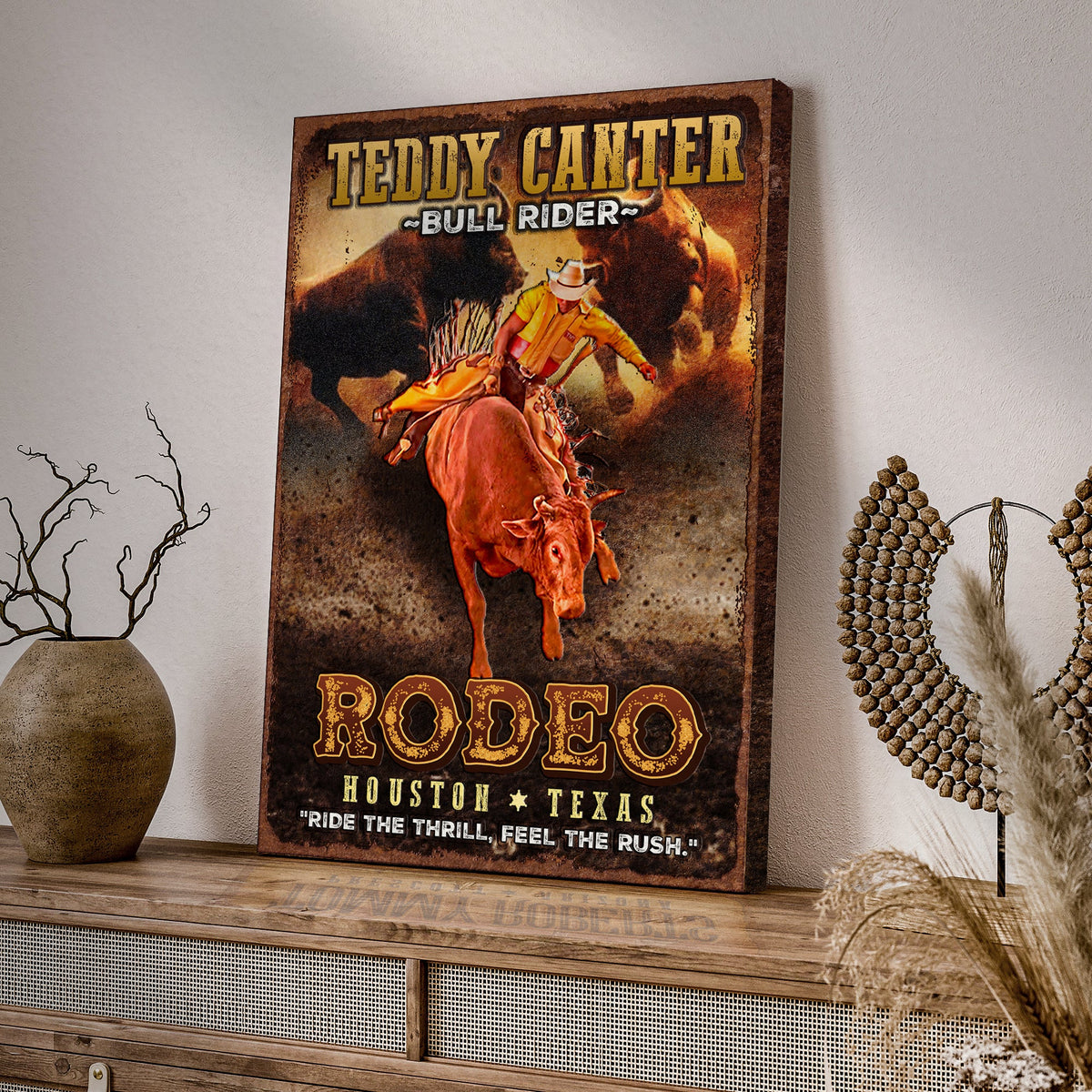 Cowboy Rodeo Bull Rider Sign by Tailored Canvases
