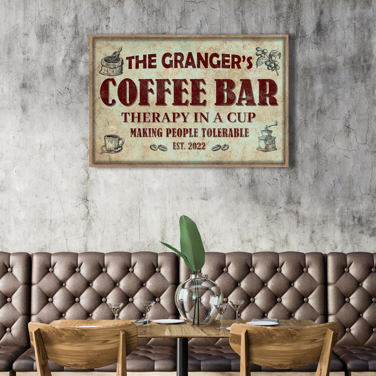 Coffee Bar Therapy In A Cup Sign by Tailored Canvases