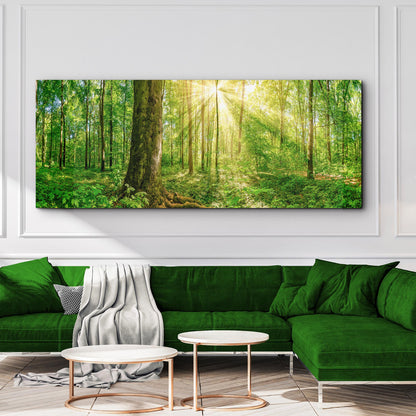 Golden Rays Into The Forest Canvas Wall Art by Tailored Canvases