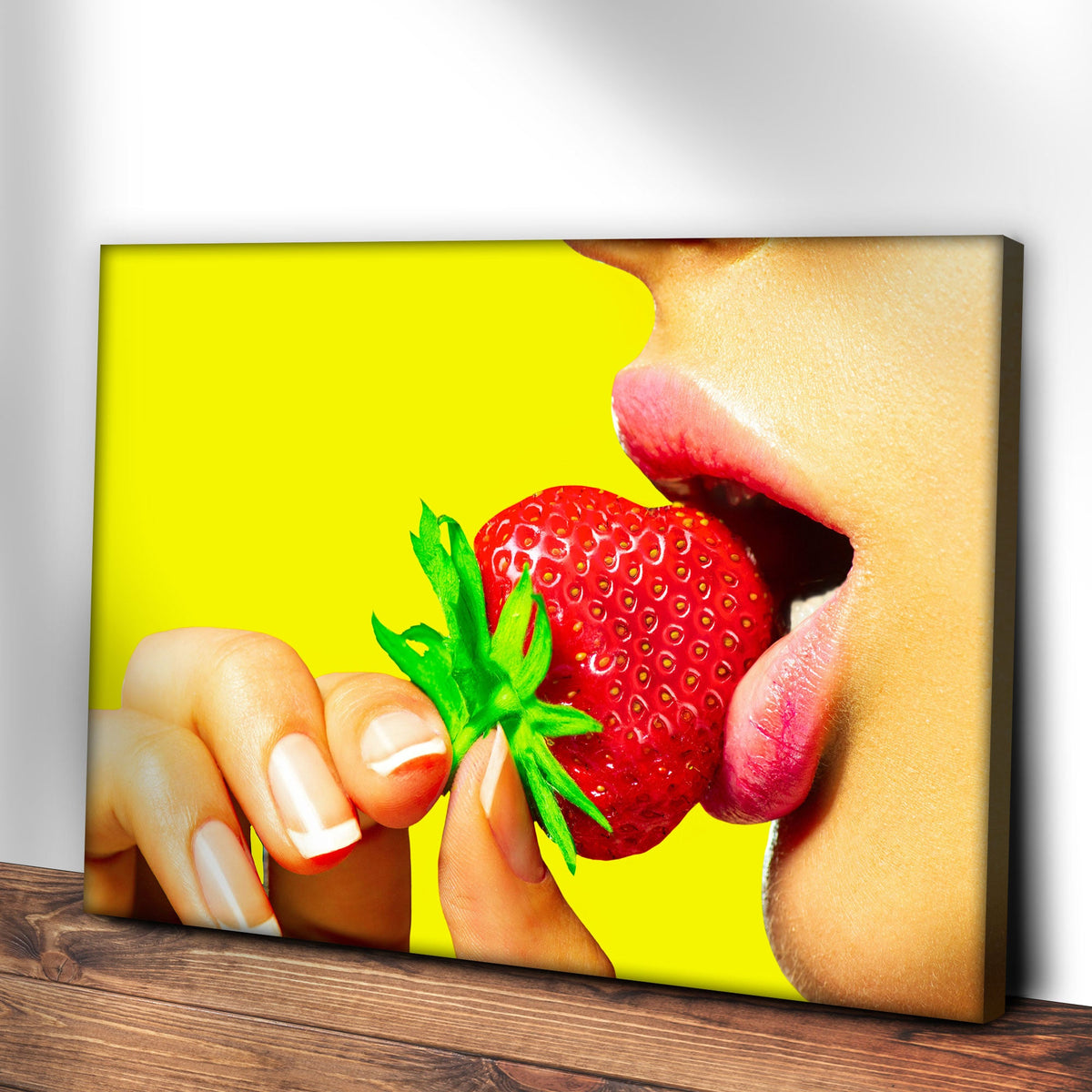 Fruits Strawberry Lips Canvas Wall Art by Tailored Canvases
