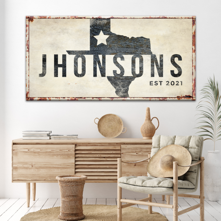 Texas Family Name Sign by Tailored Canvases