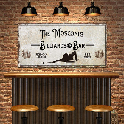 Billiards And Bar Sign II by Tailored Canvases