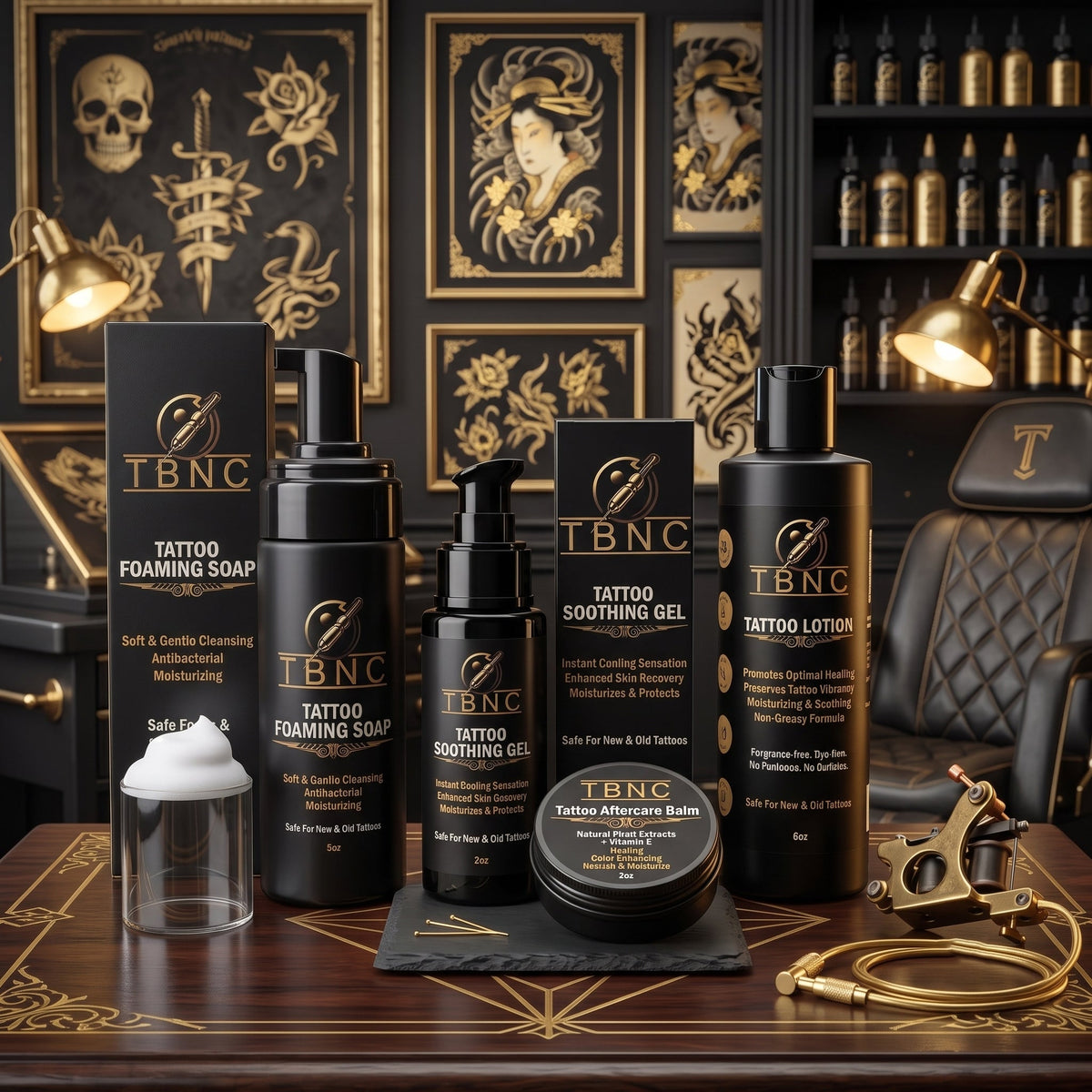 Tattoo Aftercare Bundle with foaming soap, soothing gel, lotion and balm