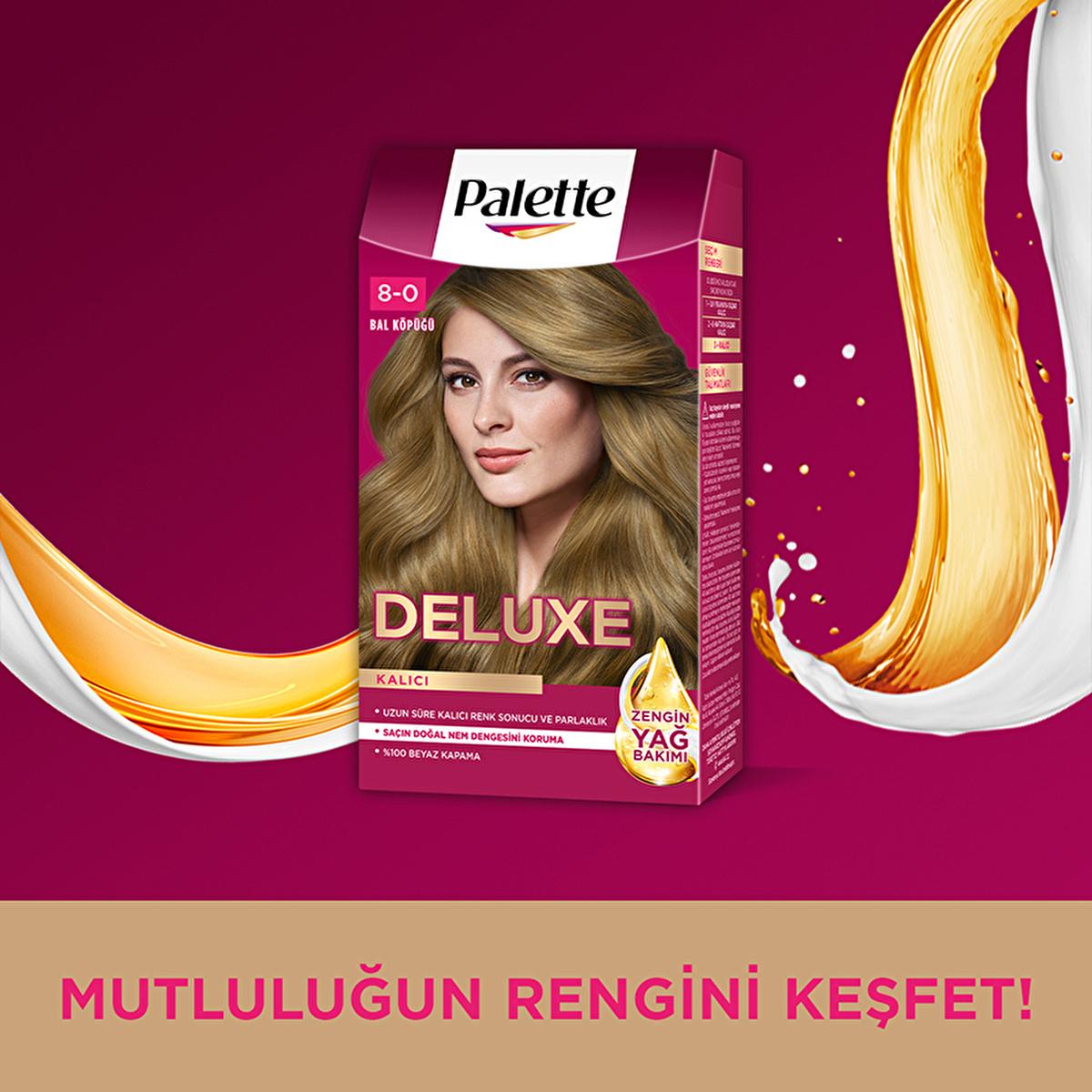 Palette Deluxe 8-0 Honey Blonde Hair Dye - Permanent, Long Lasting Color & Shine, Deep Nourishment with Oils by Beauty Care Bag