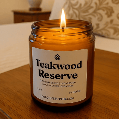 Teakwood Reserve - The Luxury Teakwood, Cedarwood & Lavender Scented Candle for Elegant Home Decor, Deep Relaxation | Cologne Butter by CB