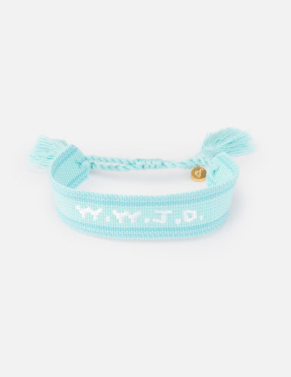 Teal WWJD Embroidered Bracelet by Elevated Faith
