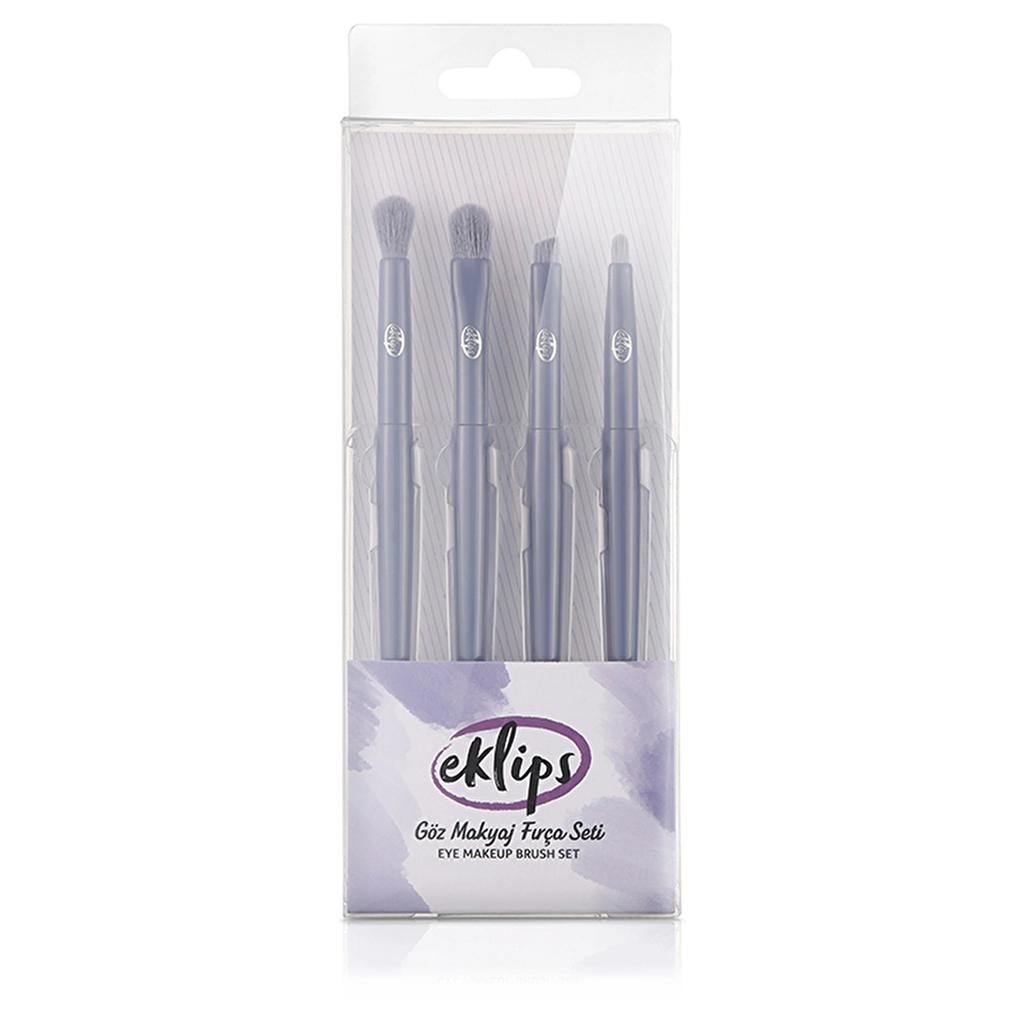 Eklips 4-Piece Eye Makeup Brush Set for Precise Blending by Beauty Care Bag