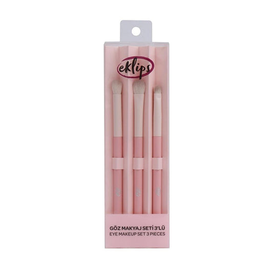 Eklips 3-Piece Makeup Brush Set for Flawless Eye Makeup - Eye Shadow, Shading, and Blending Brushes for Professional Results by Beauty Care Bag