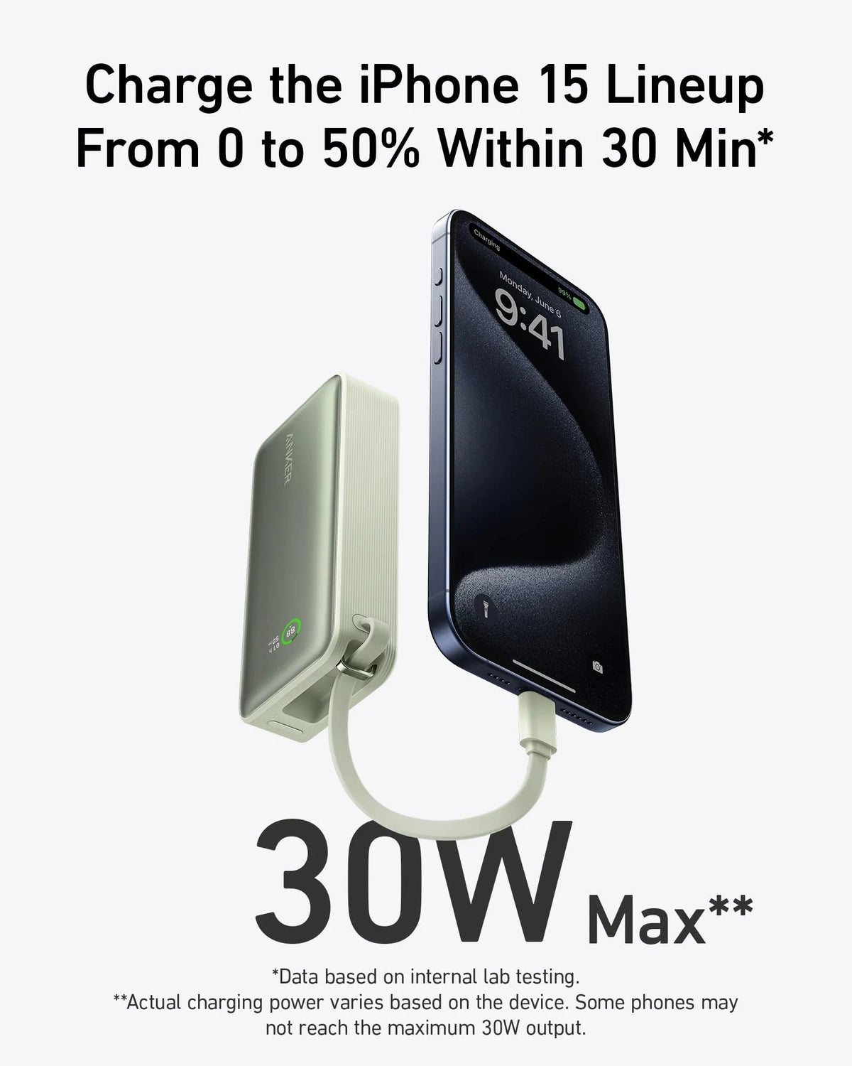 Anker Nano Power Bank (30W, Built-In USB-C Cable) by Anker