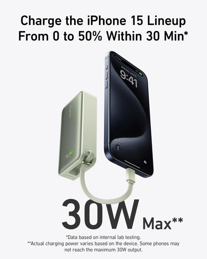 Anker Nano Power Bank (30W, Built-In USB-C Cable) by Anker