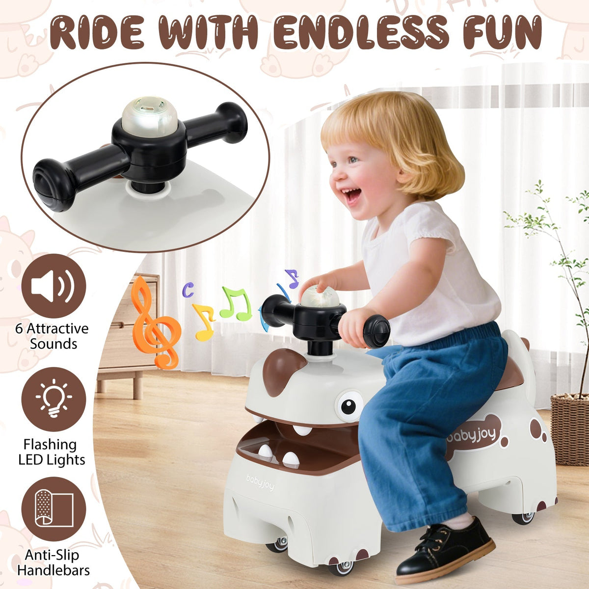 Toddler Ride on Toy Walking Sliding Car with Lights and Music by GBruno Store