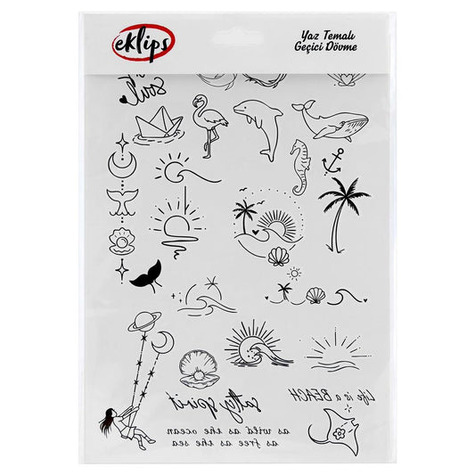 Eklips Summer Theme Temporary Tattoo Set by Beauty Care Bag