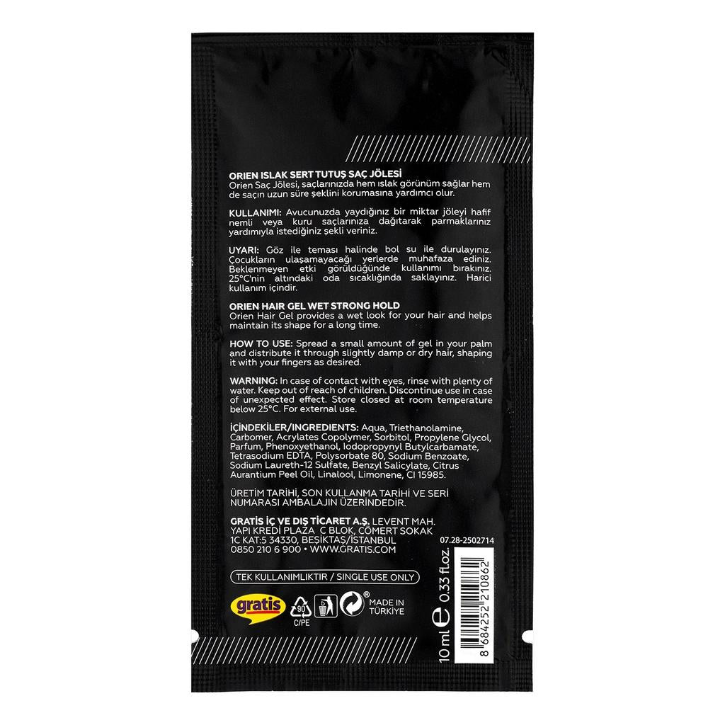 Orien Wet Hard Hold Hair Gel for Strong Styling 10 ml by Beauty Care Bag