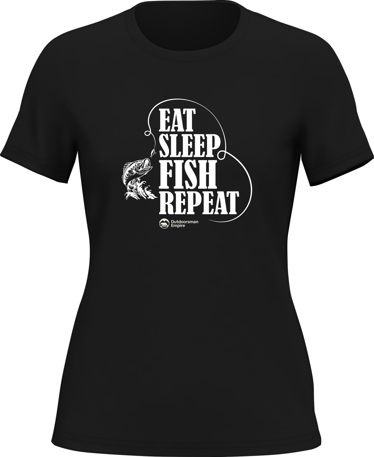 Eat Sleep Fish Repeat T-Shirt for Women by Outdoorzees