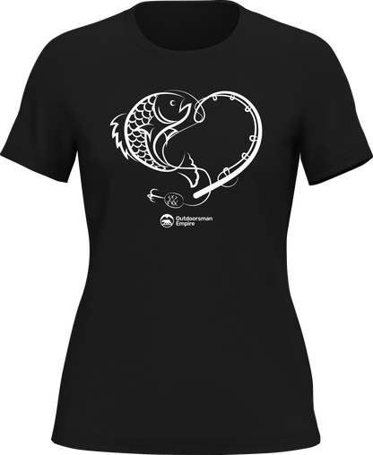 Fishing Heart T-Shirt for Women by Outdoorzees