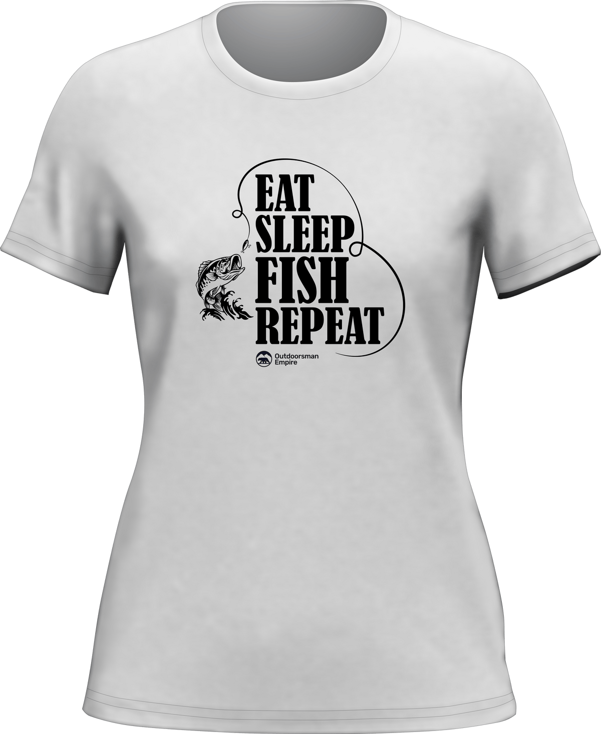 Eat Sleep Fish Repeat T-Shirt for Women by Outdoorzees