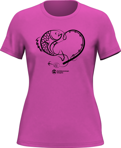 Fishing Heart T-Shirt for Women by Outdoorzees