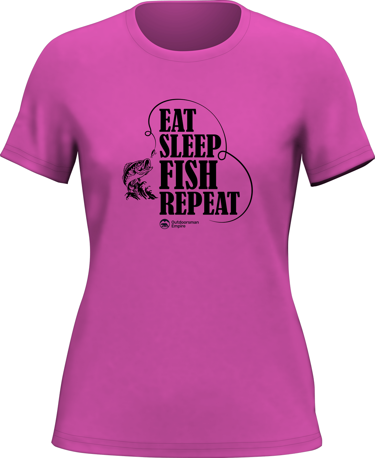 Eat Sleep Fish Repeat T-Shirt for Women by Outdoorzees