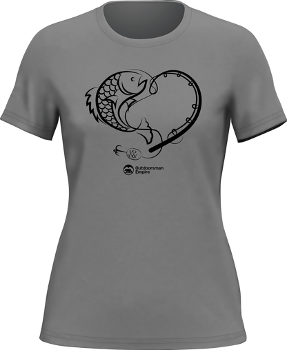 Fishing Heart T-Shirt for Women by Outdoorzees