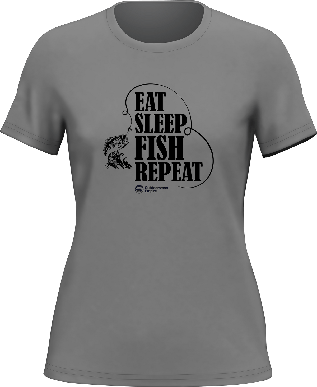 Eat Sleep Fish Repeat T-Shirt for Women by Outdoorzees