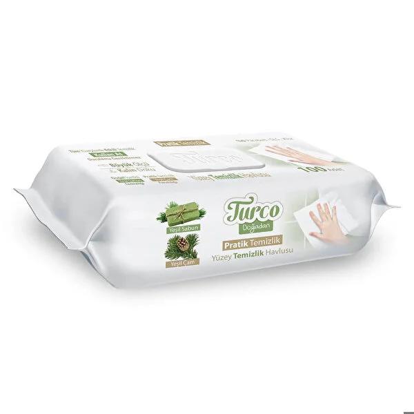 Turco Do_adan Surface Cleaning Wipes 100-Count: Paraben, SLS & Chlorine-Free Disposable Disinfecting Cloths for Baby & Kitchen - Green Soap & Pine Scented by Beauty Care Bag