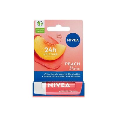 Nivea Peach Shine Lip Care Cream - Moisturizing, Colored, Peach Scented Lip Balm by Beauty Care Bag