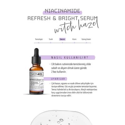 Skin401 Niacinamide Refresh Bright Serum 30ml - Brightens, Hydrates, and Minimizes Pores - Vegan & Cruelty-Free by Beauty Care Bag