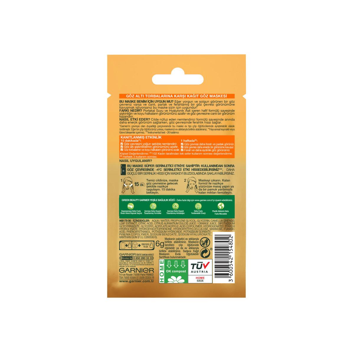 Garnier SkinActive Eye Mask: Reduce Under Eye Bags & Dark Circles with Hydrating Hyaluronic Acid & Brightening Orange Juice - Refresh & Revitalize by Beauty Care Bag