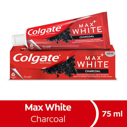 Colgate Max White Charcoal Toothpaste: Whiten Teeth & Remove Stains Naturally | Activated Charcoal for Daily Use, 2.54 fl oz by Beauty Care Bag
