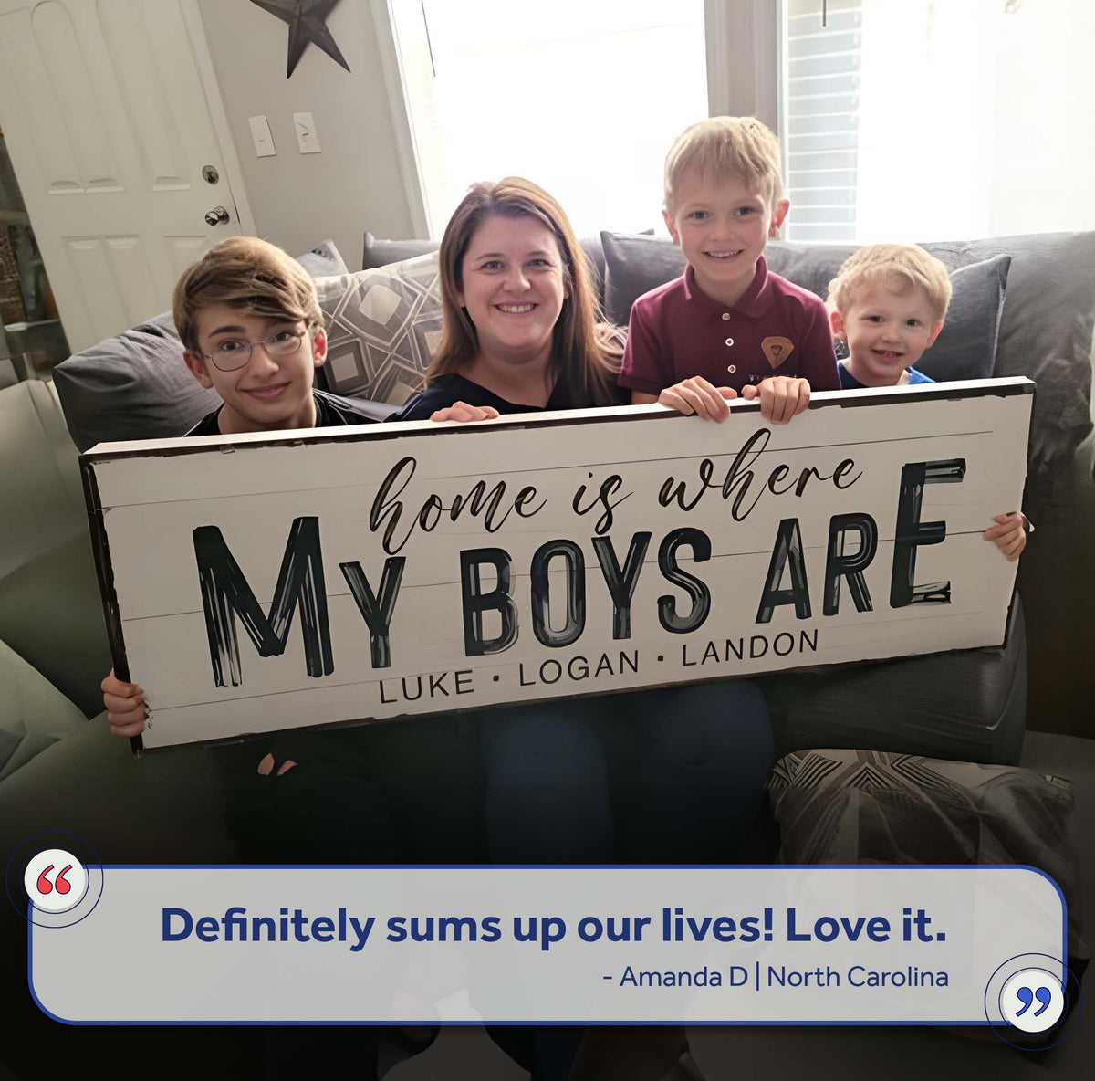 Home Is Where My Boys Are Family Sign by Tailored Canvases